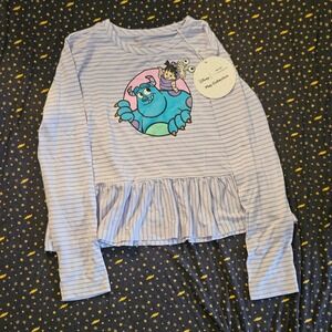 Disney Little Sleepies Boo Sulley Mike purple Girls Long Sleeve Shirt‎ Size 10